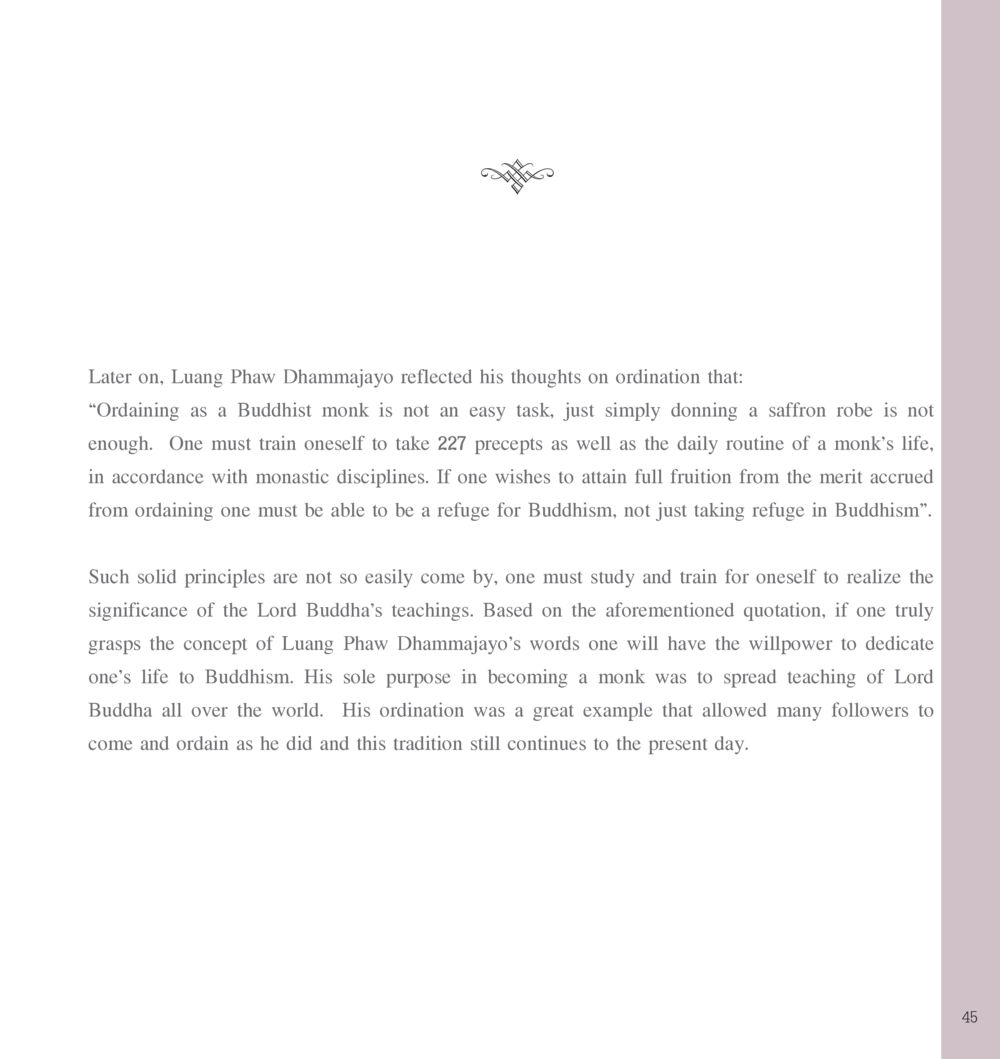 Reflections on Buddhist Ordination by Luang Phaw Dhammajayo The Sun of Peace หน้า 45