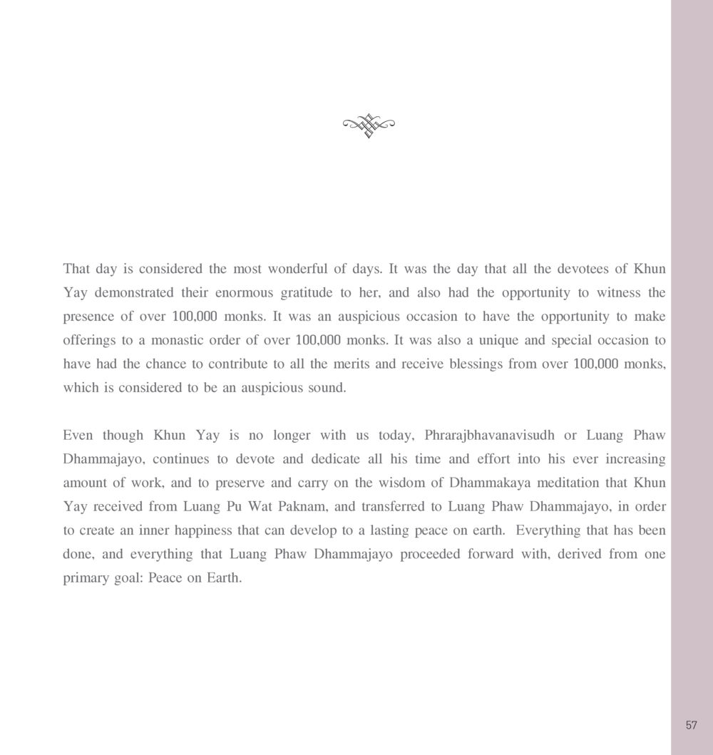 The Legacy of Khun Yay and the Power of Monastic Offerings The Sun of Peace หน้า 57