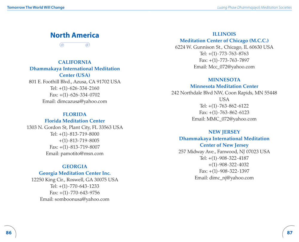 Meditation Centers in North America Tomorrow The World Will Change หน้า 45