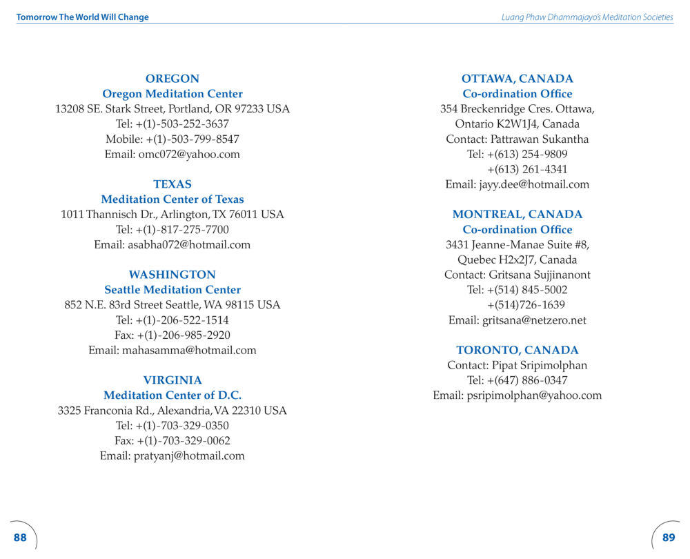 Meditation Centers in North America Tomorrow The World Will Change หน้า 46