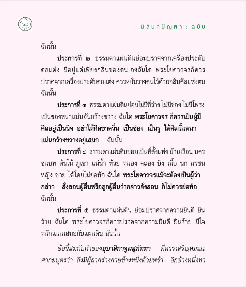 มฺิlanปัญฺฐ : ฉบับ มิลินทปัญหา หน้า 68