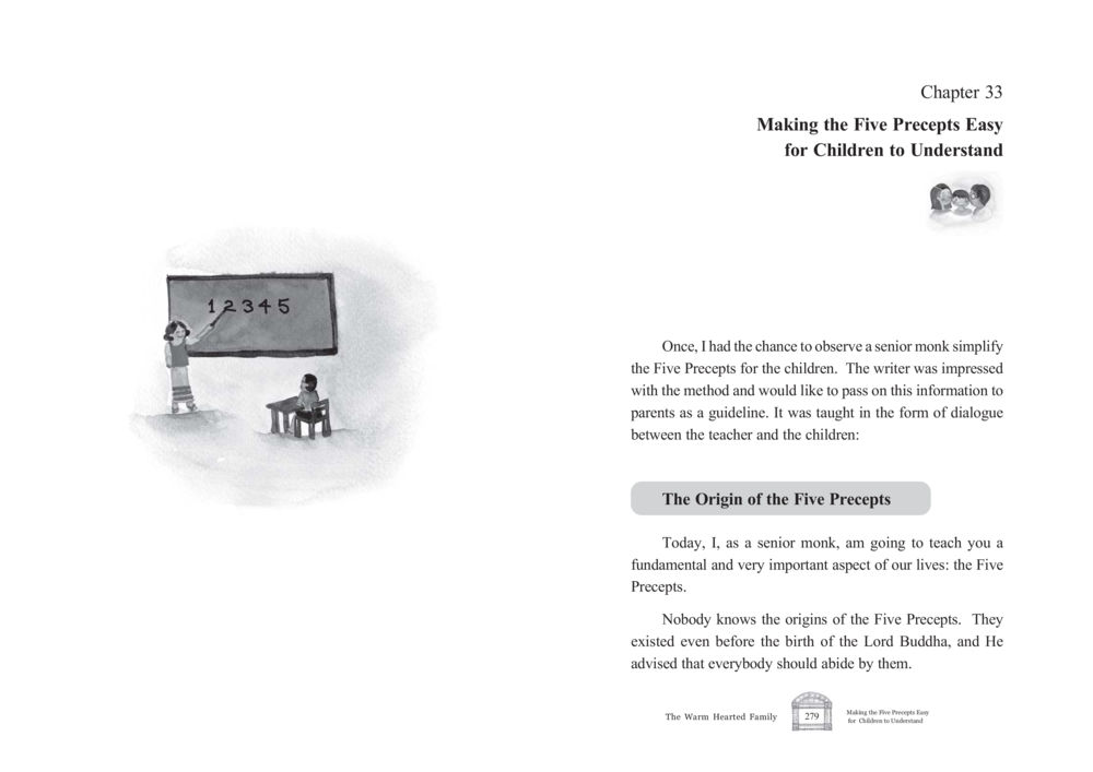 Making the Five Precepts Easy for Children to Understand The Warm Hearted Family หน้า 140