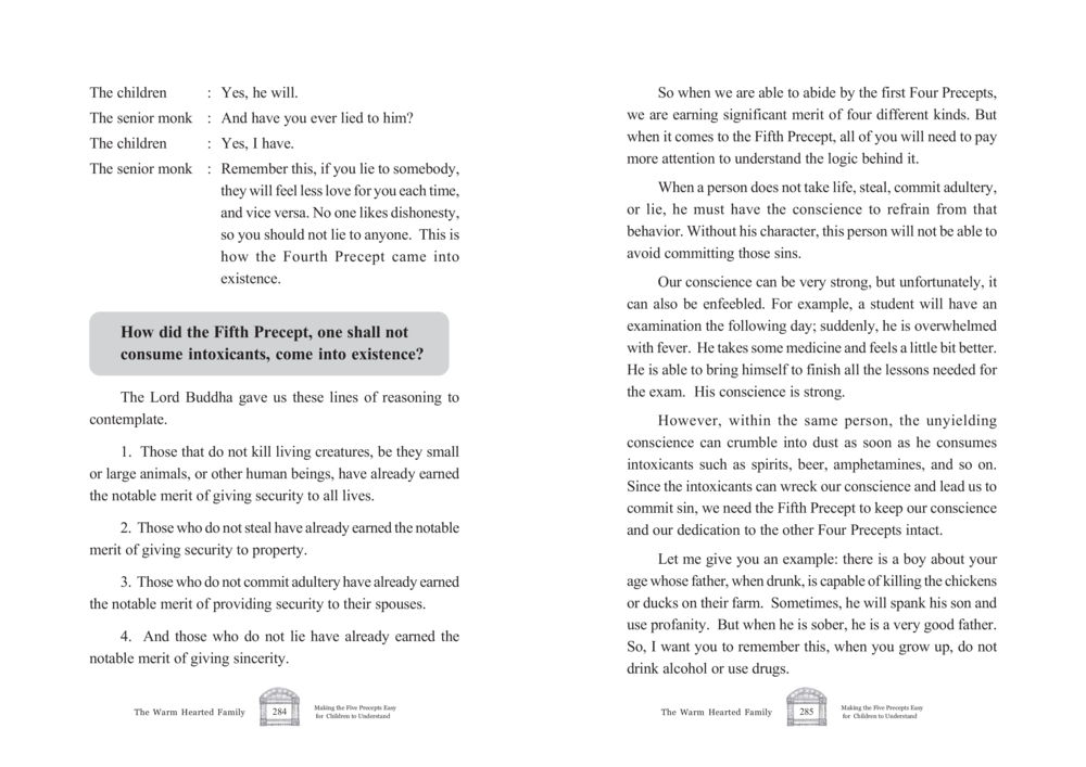 Understanding the Fourth and Fifth Precepts of Buddhism The Warm Hearted Family หน้า 143