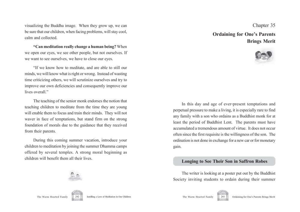 Ordaining for One’s Parents Brings Merit The Warm Hearted Family หน้า 147