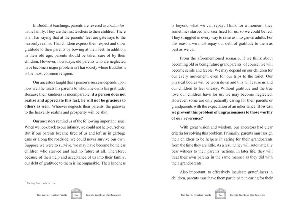 The Reverence of Parents in Buddhism The Warm Hearted Family หน้า 162