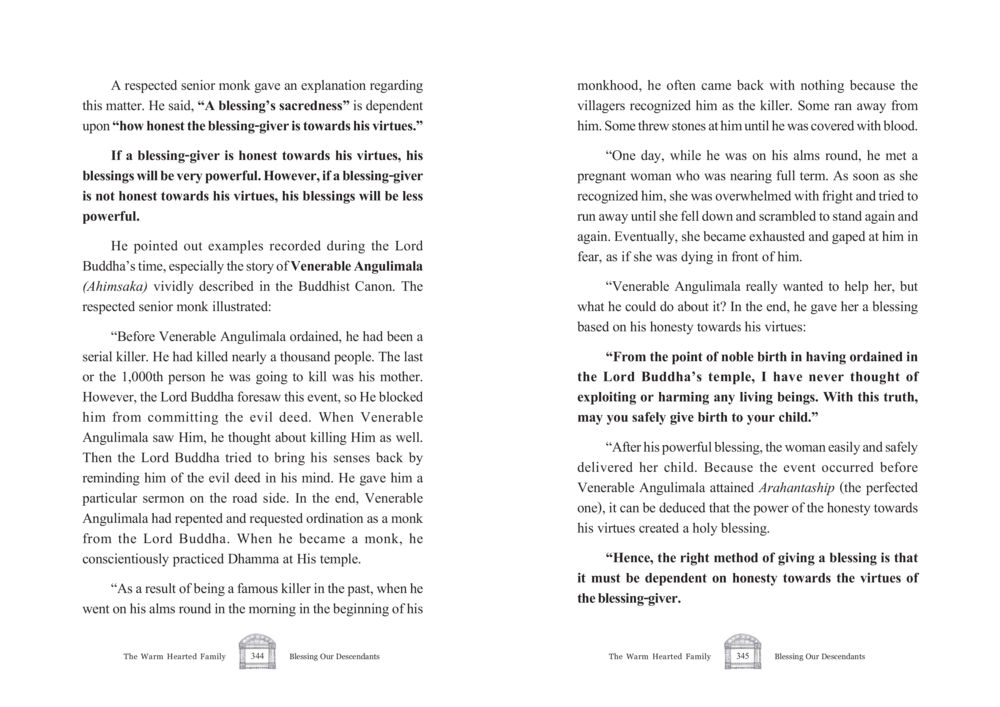 The Power of Honesty in Blessings: Lessons from Venerable Angulimala The Warm Hearted Family หน้า 173