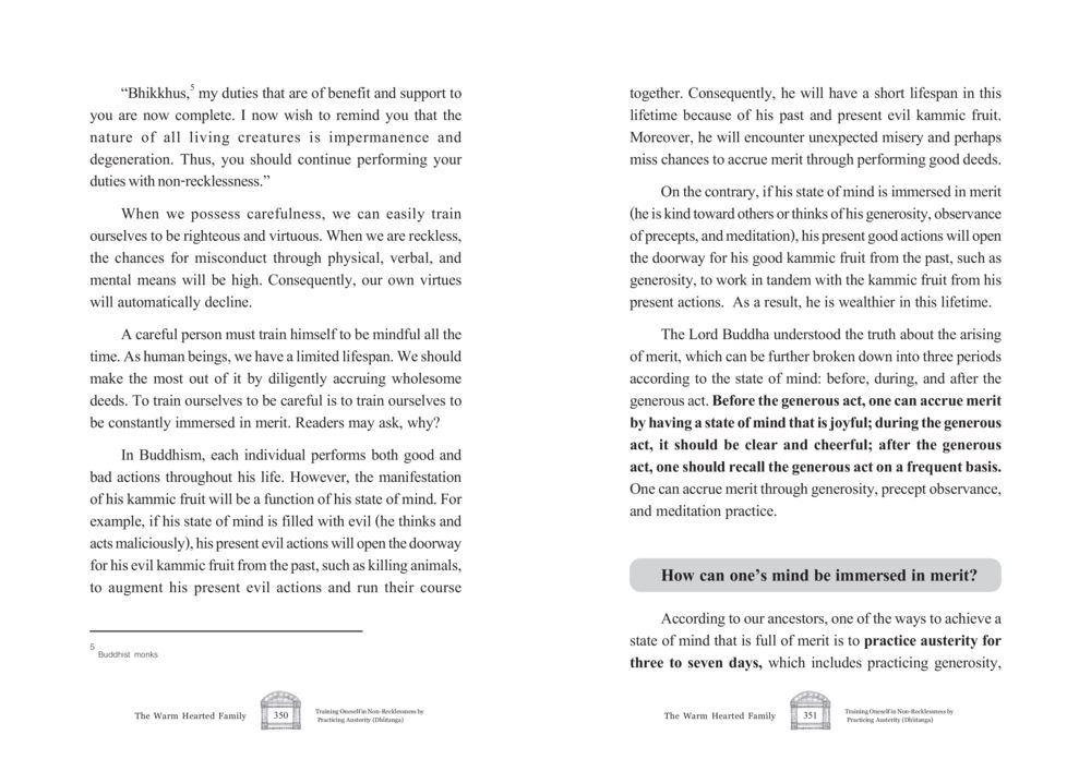 The Importance of Carefulness in Buddhism The Warm Hearted Family หน้า 176