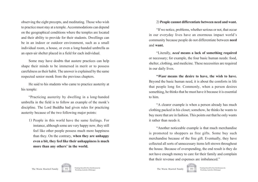 Practicing Austerity and the Eight Precepts The Warm Hearted Family หน้า 177