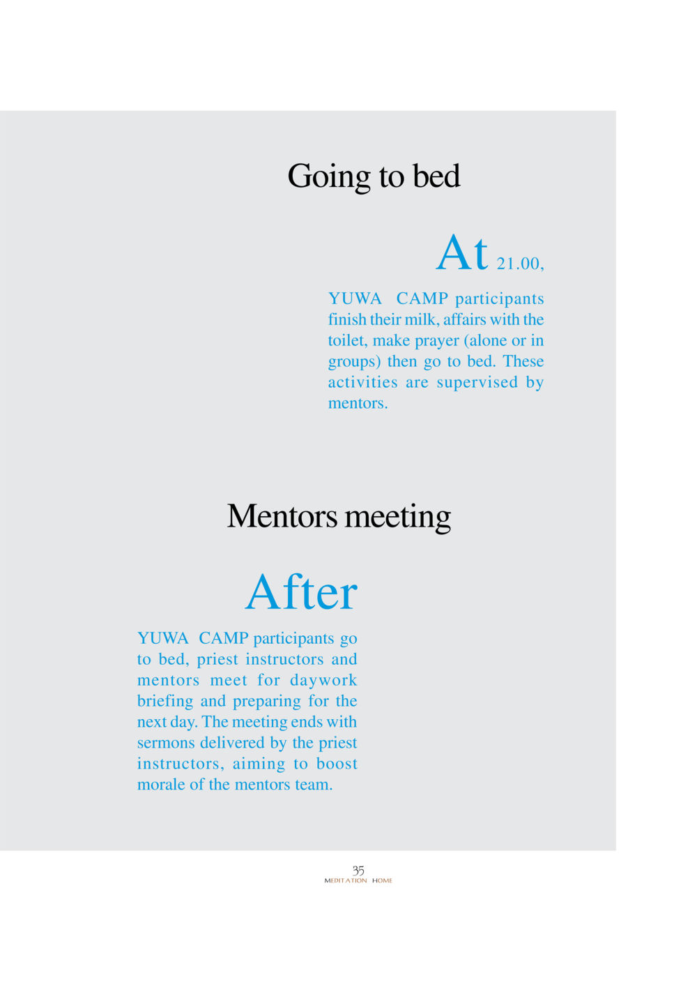 Daily Routine at YUWA CAMP YUWA  CAMP MEDITATION  HOME หน้า 38