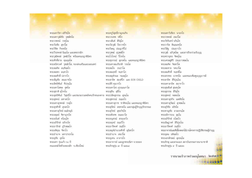 รายนามพระอาจารย์และพระผู้ใหญ่ มหาอุบาสิกาวิสาขา หน้า 273