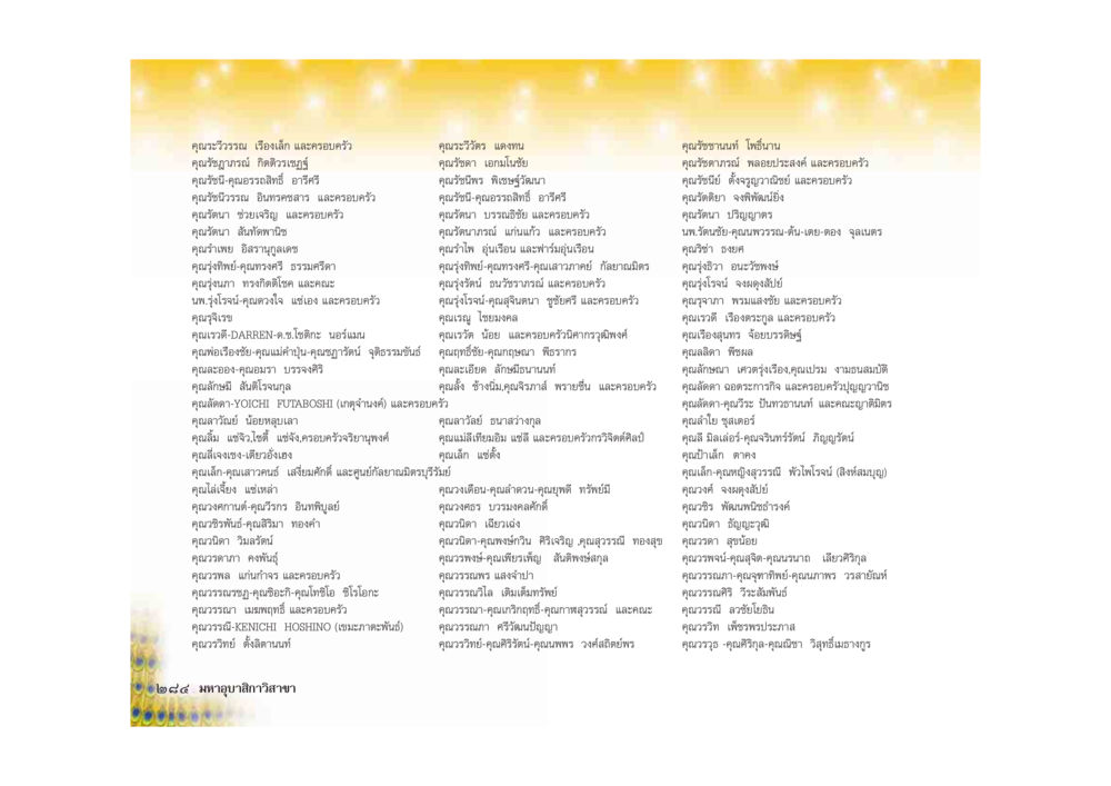 รายชื่อบุคคลและครอบครัวที่มีความสำคัญ มหาอุบาสิกาวิสาขา หน้า 284