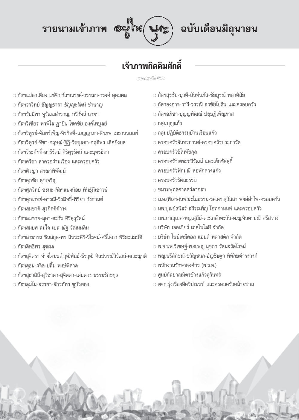 รายนามเจ้าภาพ เดือนมิถุนายน วารสารอยู่ในบุญ ประจำเดือน มิถุนายน พ.ศ.2555 หน้า 82