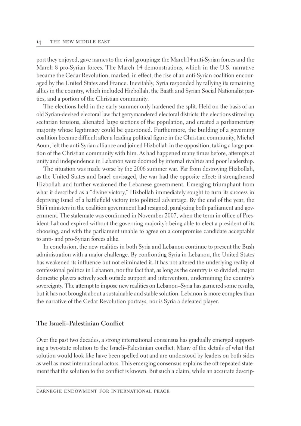 The Complex Dynamics of Lebanese Politics and the Israeli-Palestinian Conflict The New Middle East หน้า 20