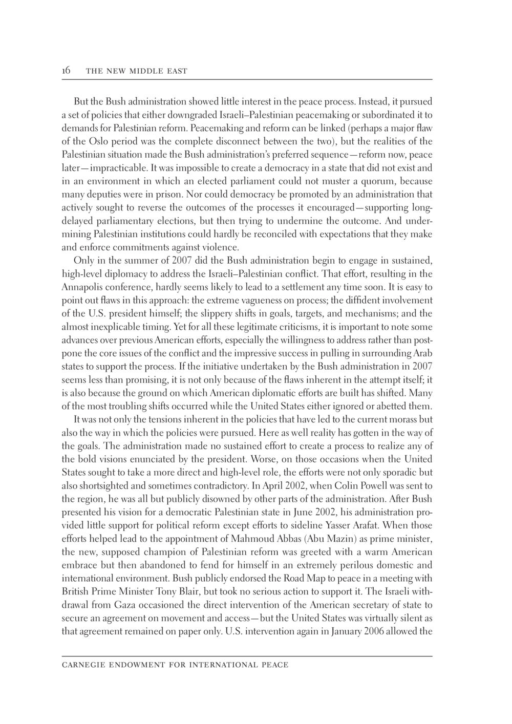 The Bush Administration's Approach to Israeli-Palestinian Peacemaking The New Middle East หน้า 22