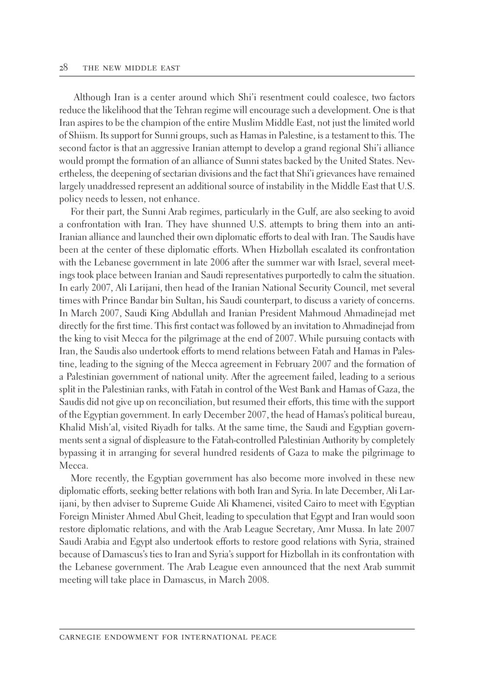 Iran and Sunni Relations in the Middle East The New Middle East หน้า 34