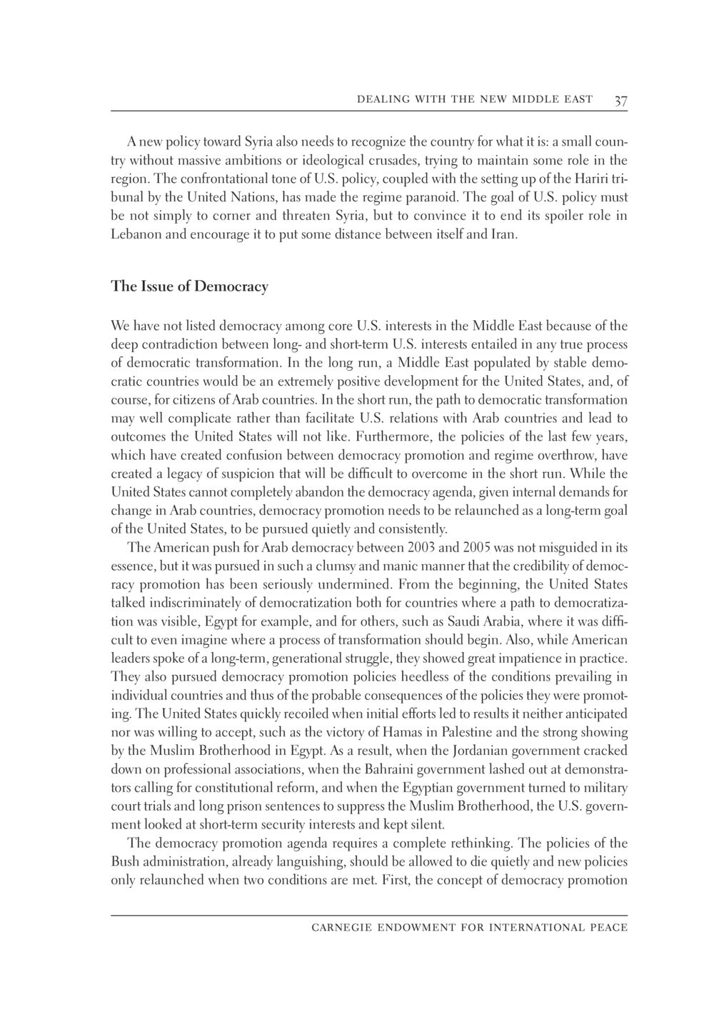Reassessing U.S. Policy Toward Syria and Democracy in the Middle East The New Middle East หน้า 43