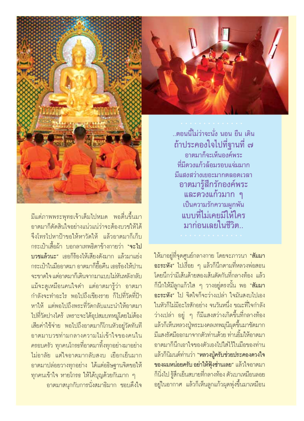 การบวชและการภาวนา วารสารอยู่ในบุญ ประจำเดือน  พฤศจิกายน พ.ศ.2553 หน้า 72