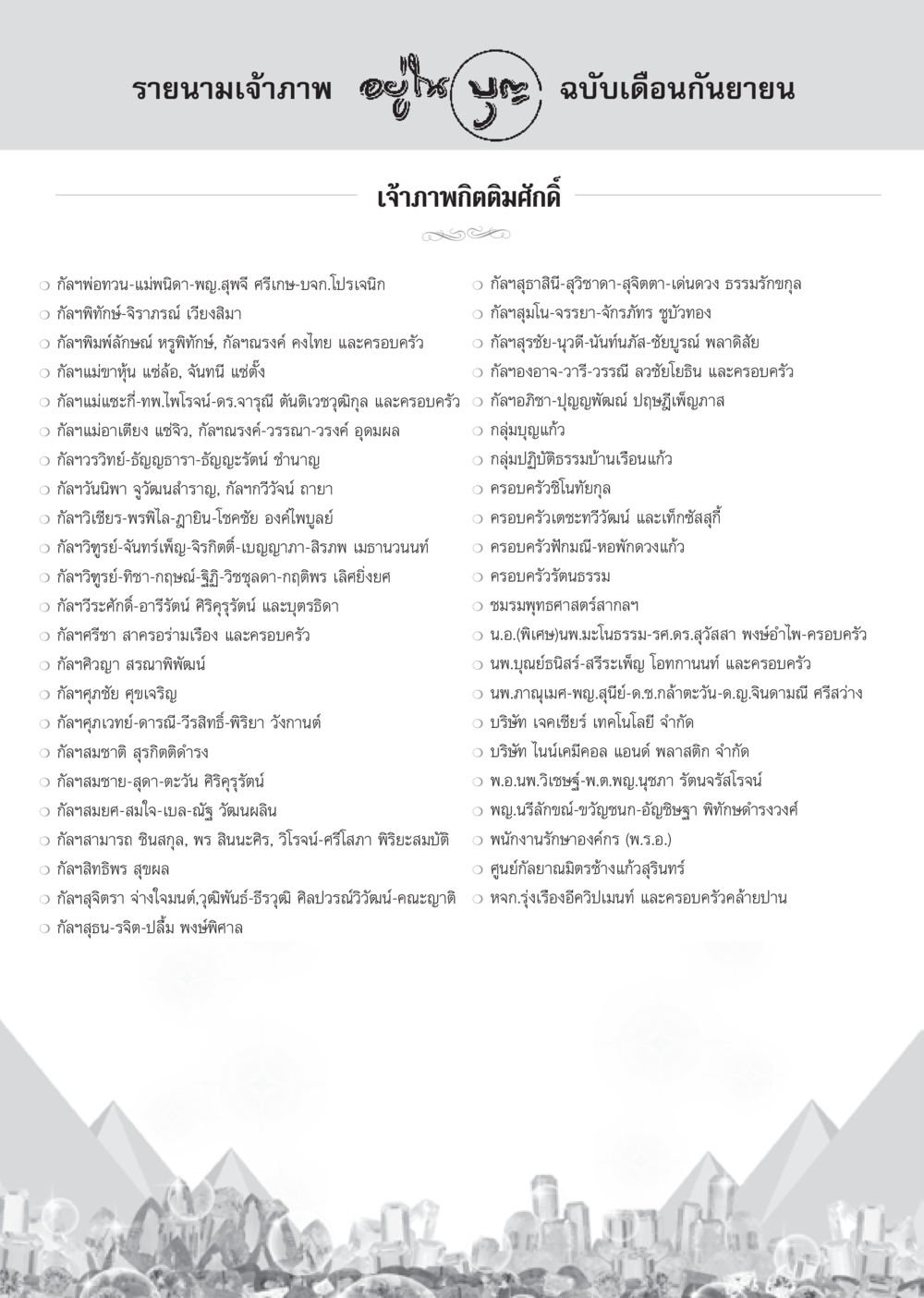 รายนามเจ้าภาพ ฉบับเดือนกันยายน วารสารอยู่ในบุญ ประจำเดือน กันยายน พ.ศ.2555 หน้า 90