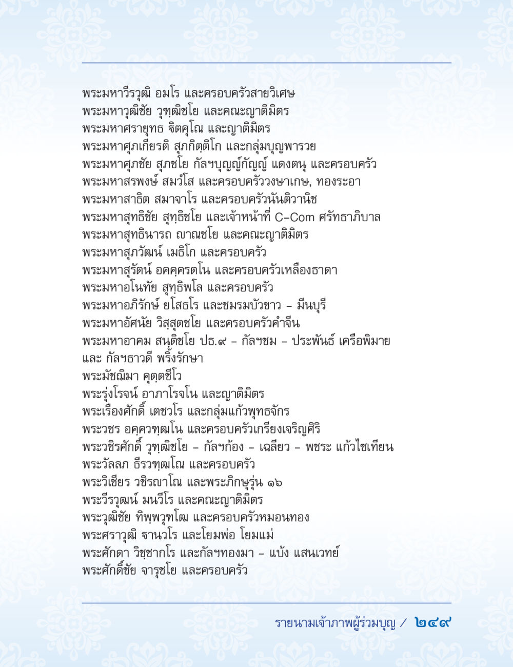 พระมหาองค์ต่าง ๆ และครอบครัว ปาฏิโมกข์ ฉบับฉลองวันธรรมชัย หน้า 249