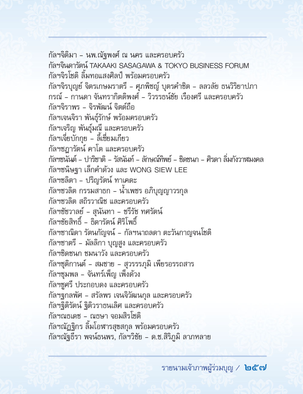รายนามเจ้าภาพผู้ร่วมบุญ 2567 ปาฏิโมกข์ ฉบับฉลองวันธรรมชัย หน้า 257