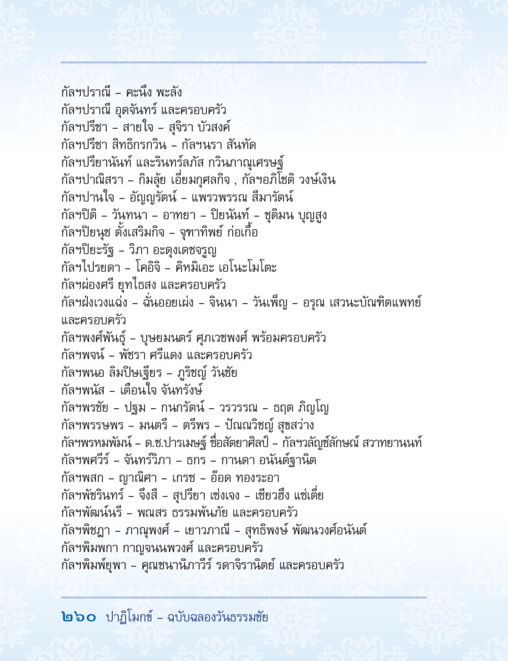 กัลยปราณี - รวมครอบครัวและความสัมพันธ์ ปาฏิโมกข์ ฉบับฉลองวันธรรมชัย หน้า 260