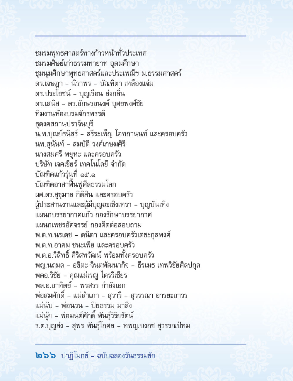 ชมรมพุทธศาสนาและกิจกรรมทางสังคม ปาฏิโมกข์ ฉบับฉลองวันธรรมชัย หน้า 266