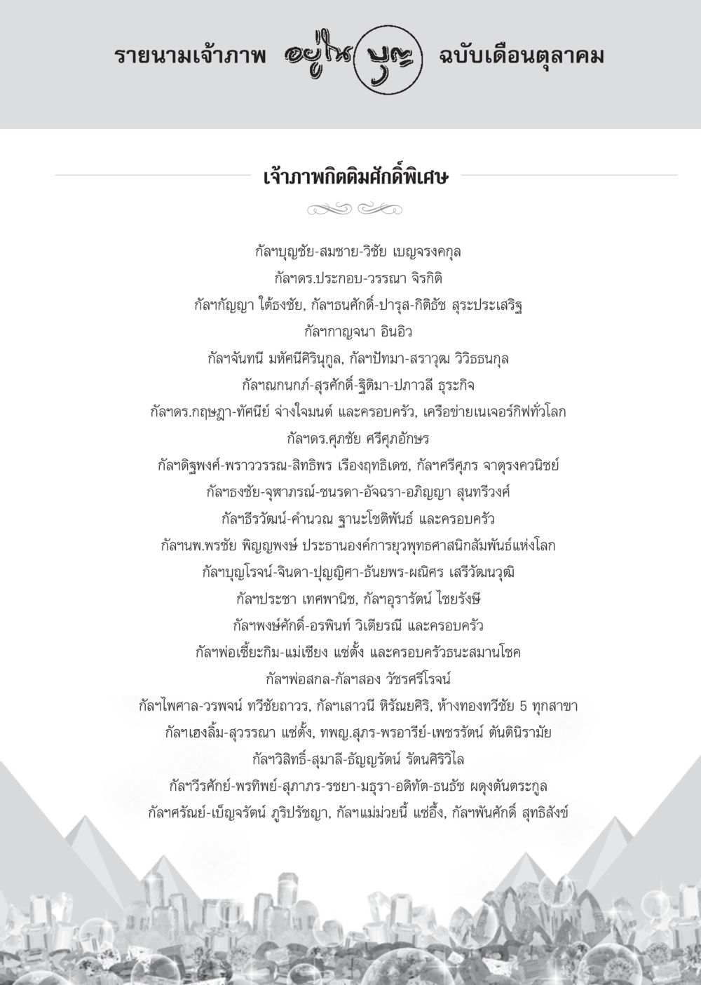 รายนามเจ้าภาพ ฉบับเดือนตุลาคม วารสารอยู่ในบุญ ประจำเดือน ตุลาคม พ.ศ.2555 หน้า 111
