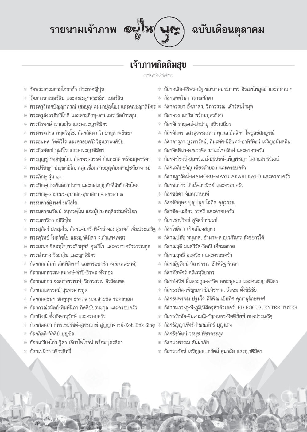รายนามเจ้าภาพ เดือนตุลาคม วารสารอยู่ในบุญ ประจำเดือน ตุลาคม พ.ศ.2555 หน้า 115