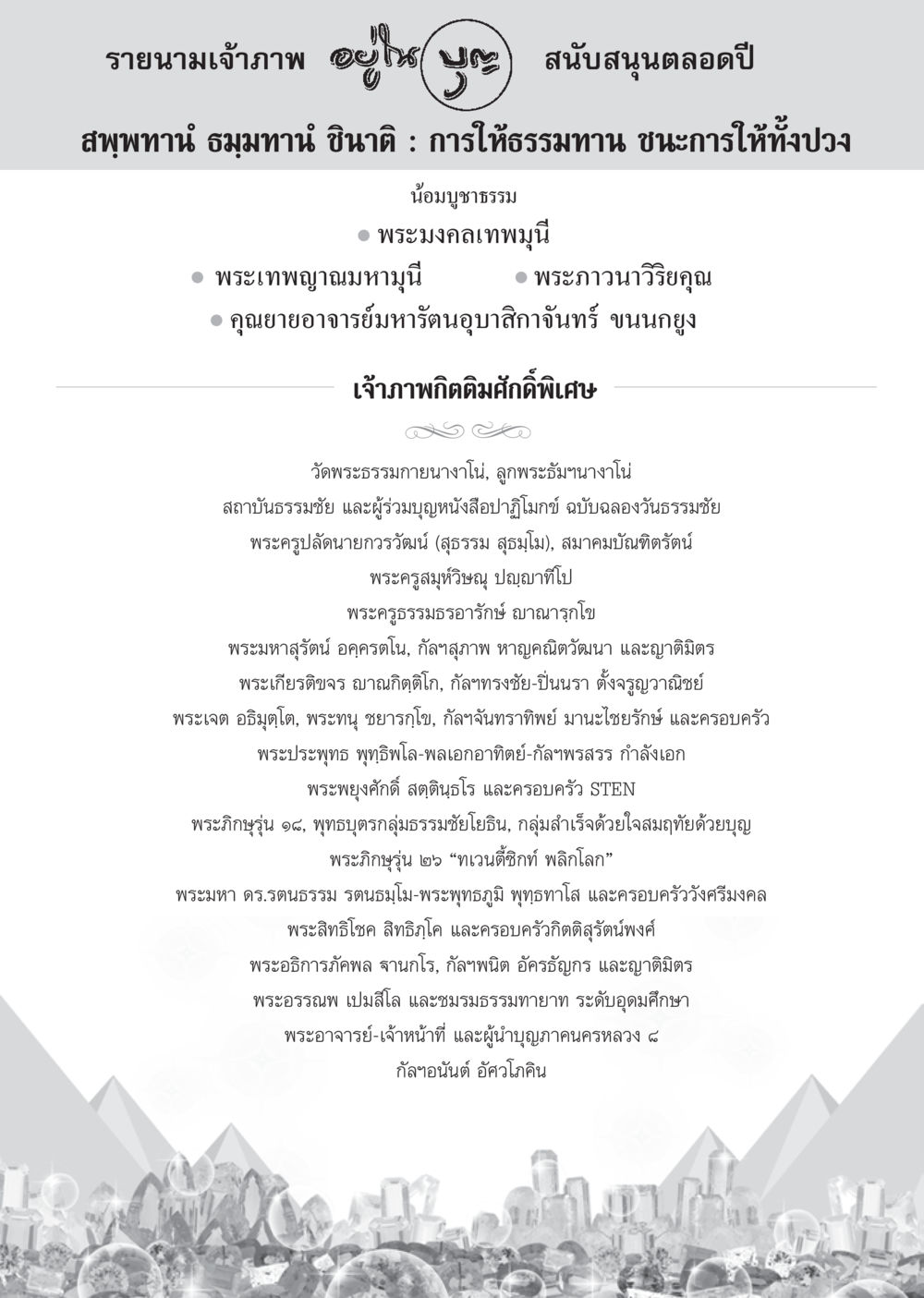 รายนามเจ้าภาพสนับสนุนธรรมทาน วารสารอยู่ในบุญ ประจำเดือน พฤศจิกายน พ.ศ.2555 หน้า 87