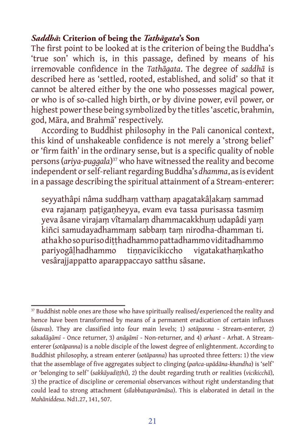 Saddhā: The Criterion of Being the Tathāgata's Son DIRI Journal  หน้า 42