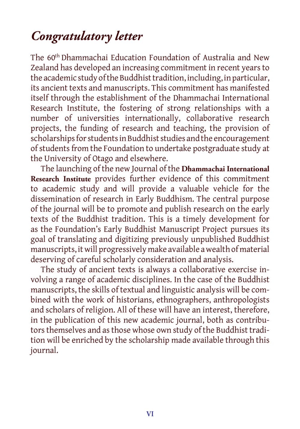 Congratulatory Letter for Dhammachai International Research Institute DIRI Journal  หน้า 10