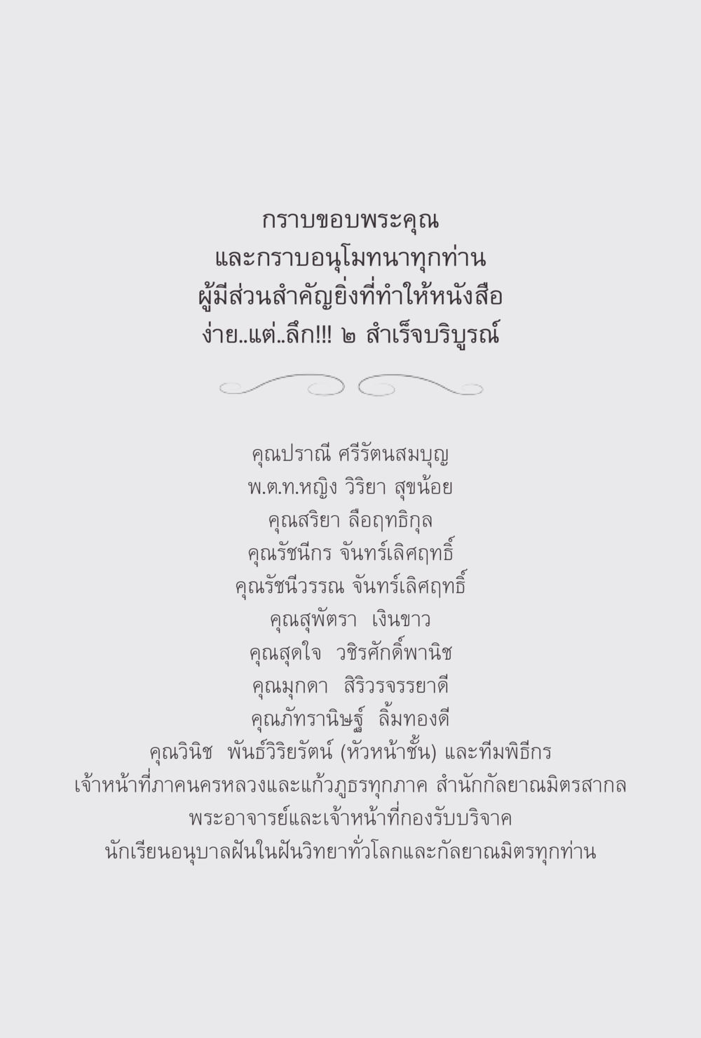 ขอบคุณและอนุโมทนาต่อผู้มีส่วนร่วมในการทำหนังสือ ง่ายแต่ลึก 2 หน้า 412