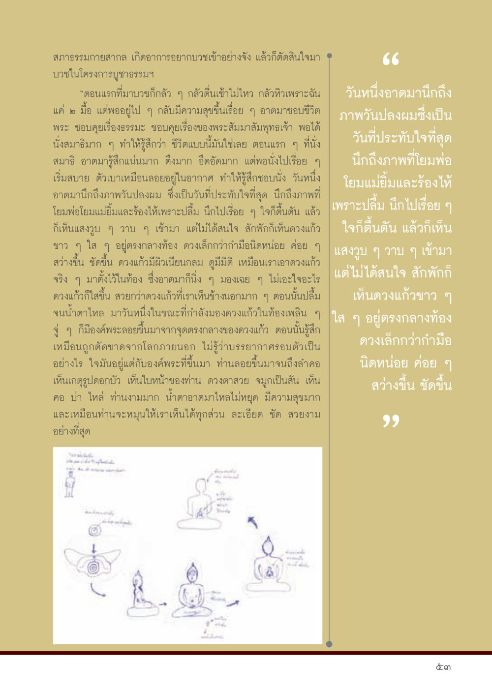 ประสบการณ์การทำสมาธิในวันปลูกผม วารสารอยู่ในบุญประจำเดือน พฤษภาคม พ.ศ.2556 หน้า 55