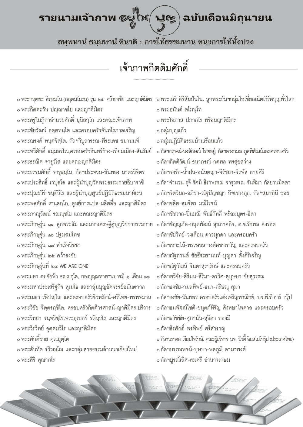 รายนามเจ้าภาพ ฉบับเดือนมิถุนายน วารสารอยู่ในบุญประจำเดือนมิถุนายน พ.ศ.2556 หน้า 109