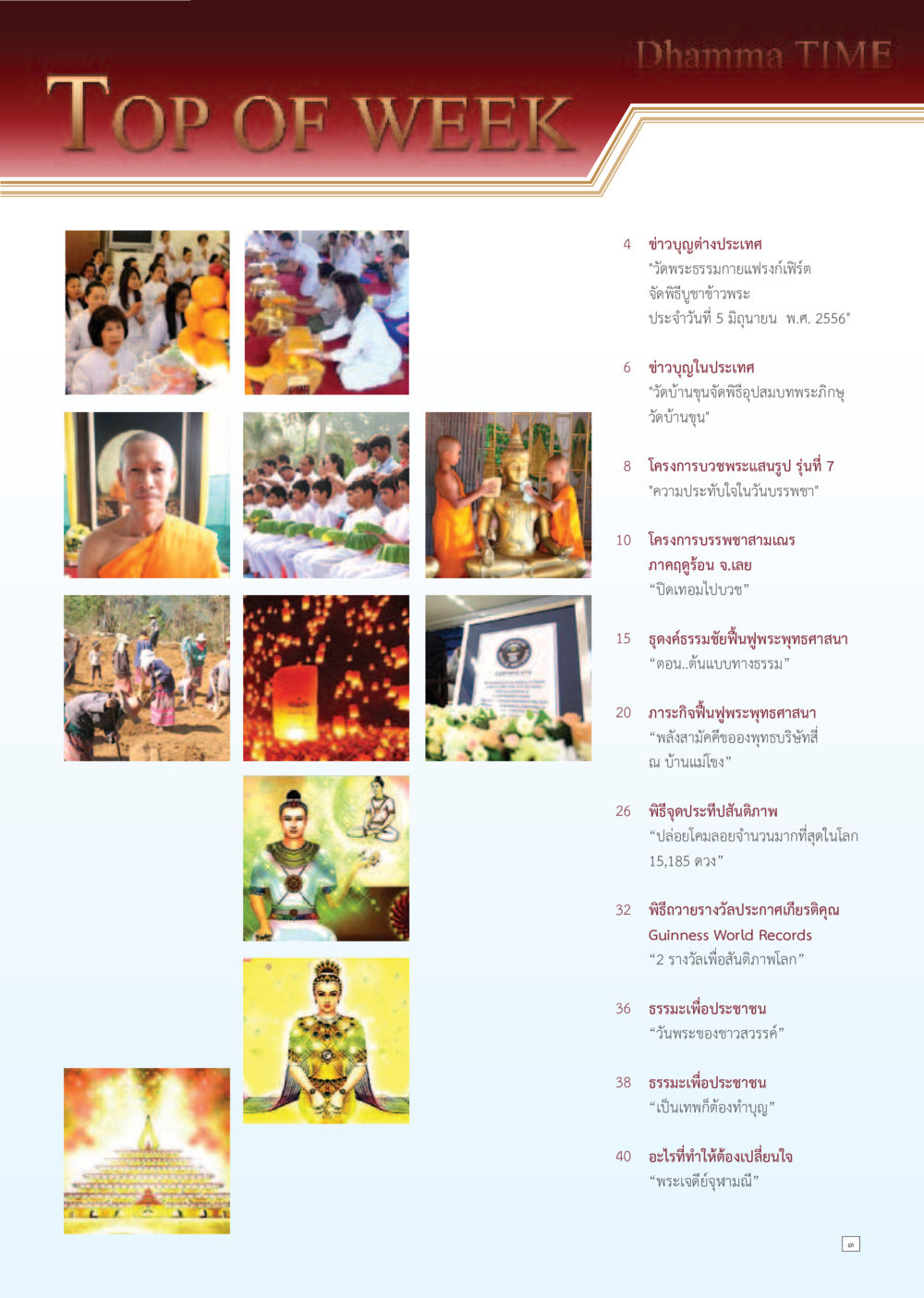 ข่าวบุญและกิจกรรมทางศาสนา Dhamma TIME เดือนมิถุนายน พ.ศ. 2556 หน้า 3