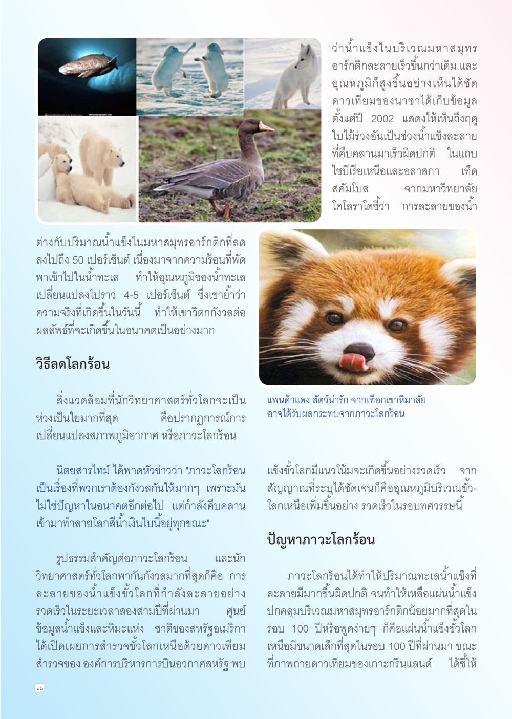 การละลายของน้ำแข็งในมหาสมุทรอาร์กติกและผลกระทบต่อโลกร้อน Dhamma TIME เดือนกันยายน พ.ศ. 2556 หน้า 16