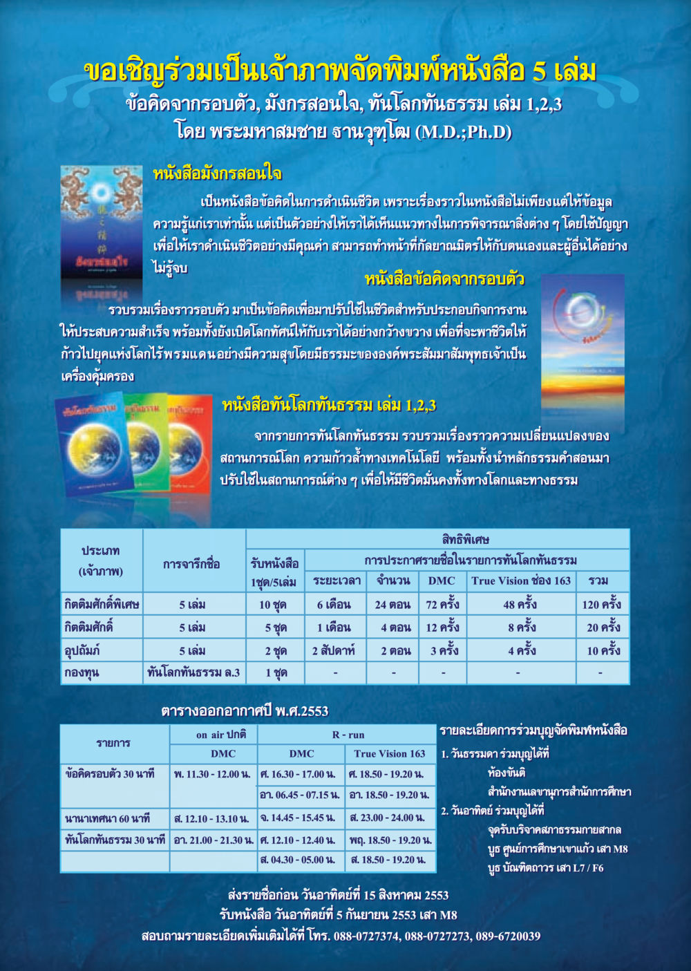 ขอเชิญร่วมเป็นเจ้าภาพจัดพิมพ์หนังสือ 5 เล่ม วารสารอยู่ในบุญ ประจำเดือน กรกฎาคม พ.ศ.2553 หน้า 62