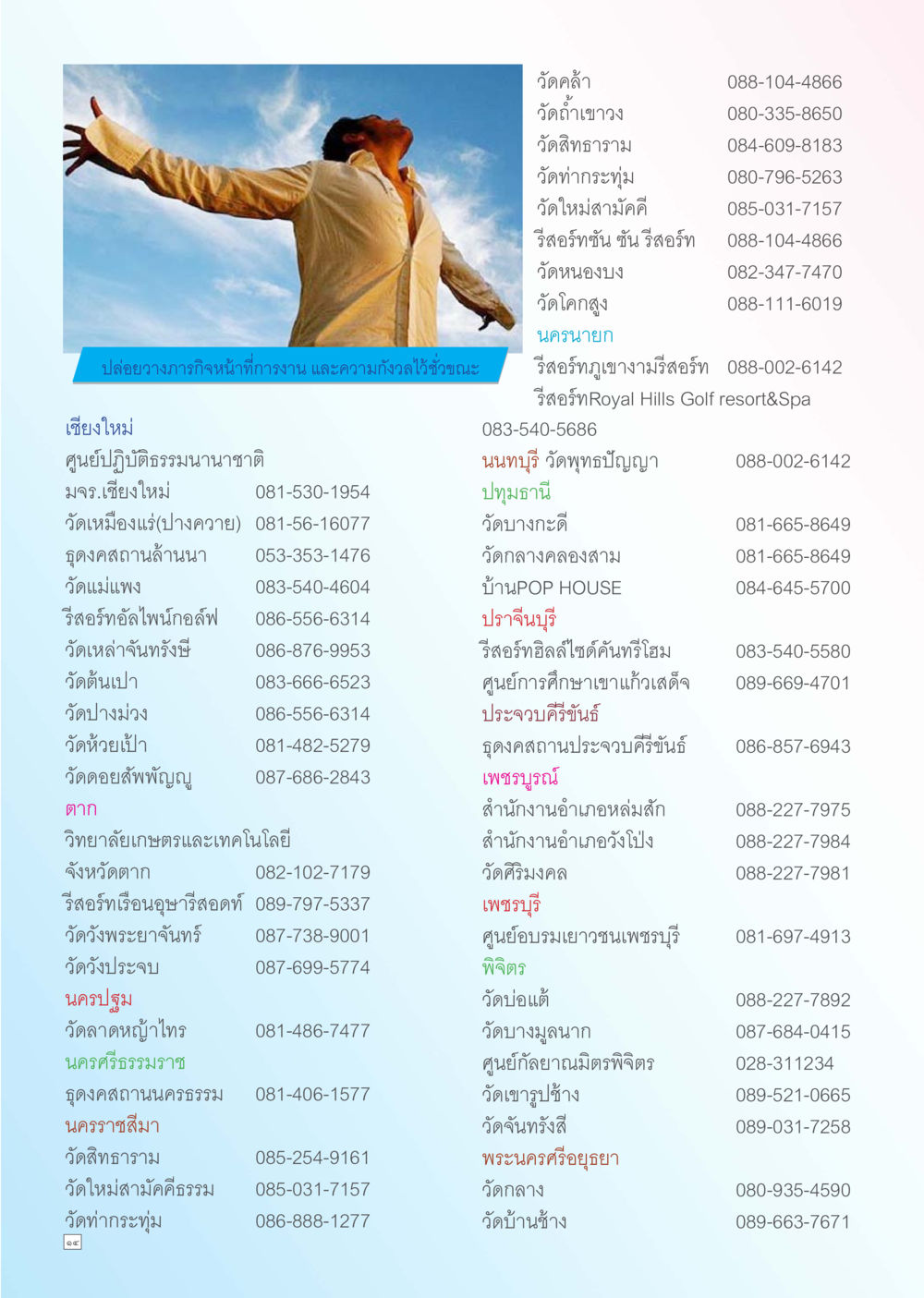 รายชื่อวัดและรีสอร์ทในประเทศไทย Dhamma TIME เดือนธันวาคม พ.ศ. 2556 หน้า 14