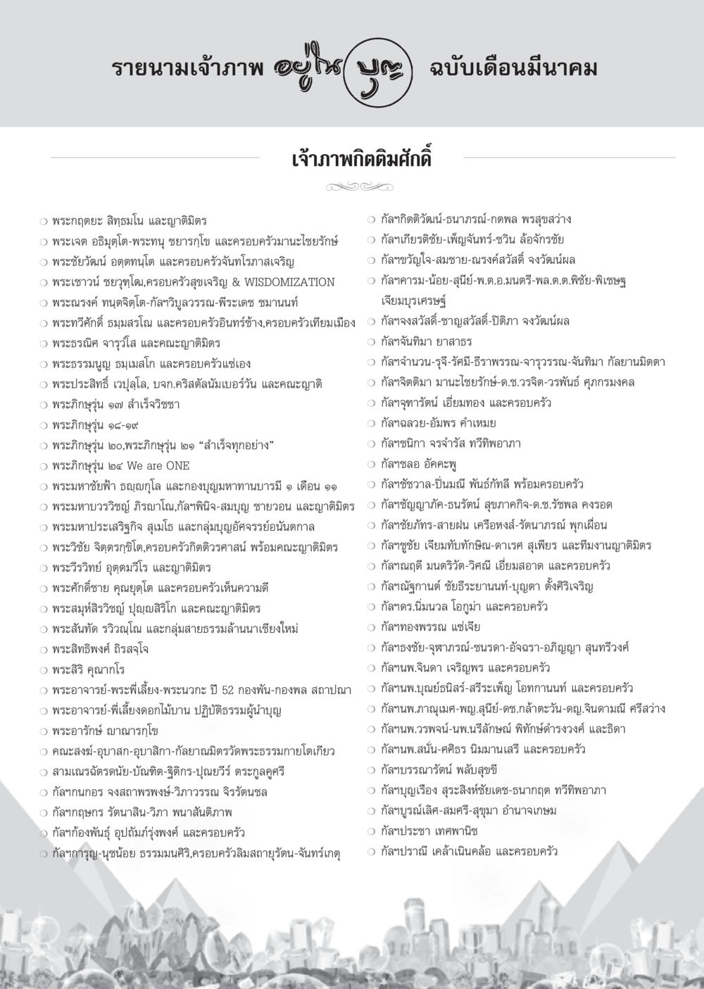 รายนามเจ้าภาพ วารสารอยู่ในบุญ ประจำเดือน มีนาคม พ.ศ.2553  หน้า 104
