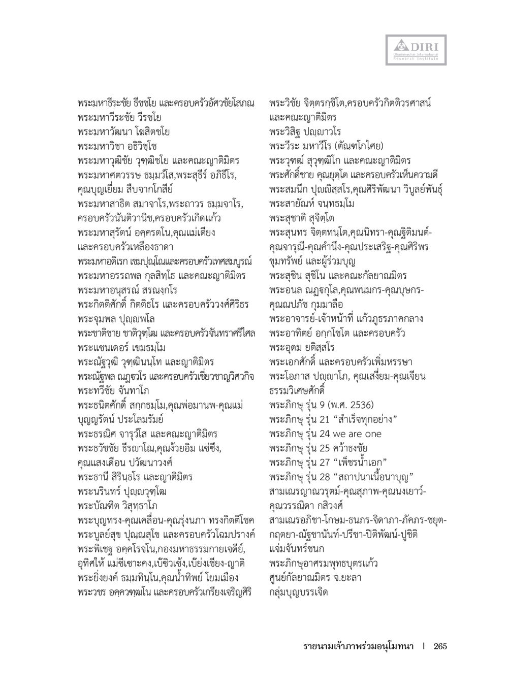 รายนามเจ้าภาพร่วมอนุโมทนา หลักฐานธรรมกายในคัมภีร์พุทธโบราณ 1 ฉบับประชาชน หน้า 266