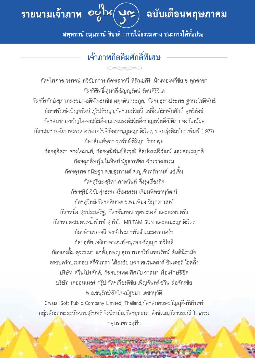 รายงานเจ้าภาพฉบับเดือนพฤษภาคม วารสารอยู่ในบุญประจำเดือน พฤษภาคม พ.ศ.2557 หน้า 124