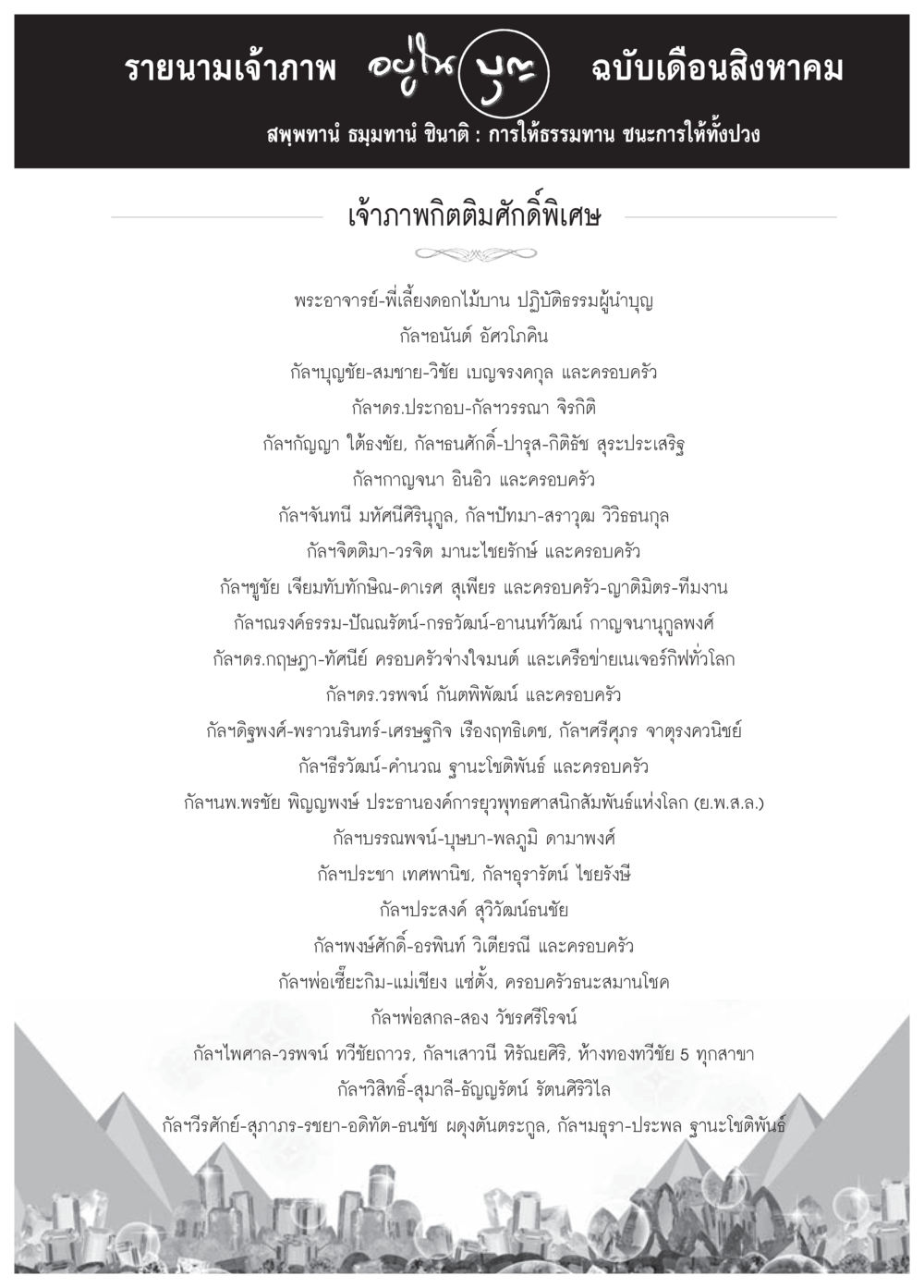รายนามเจ้าภาพ อนุโมทนาฯ ฉบับเดือนสิงหาคม วารสารอยู่ในบุญประจำเดือน สิงหาคม พ.ศ.2557 หน้า 111