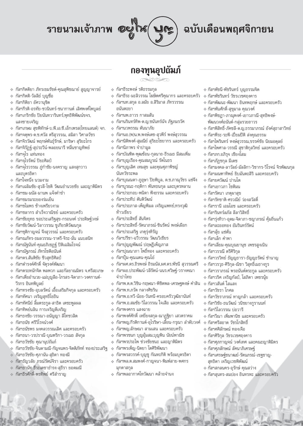 รายนามเจ้าภาพ บับเดือนพฤศจิกายน วารสารอยู่ในบุญ ประจำเดือน พฤศจิกายน พ.ศ.2552  หน้า 96