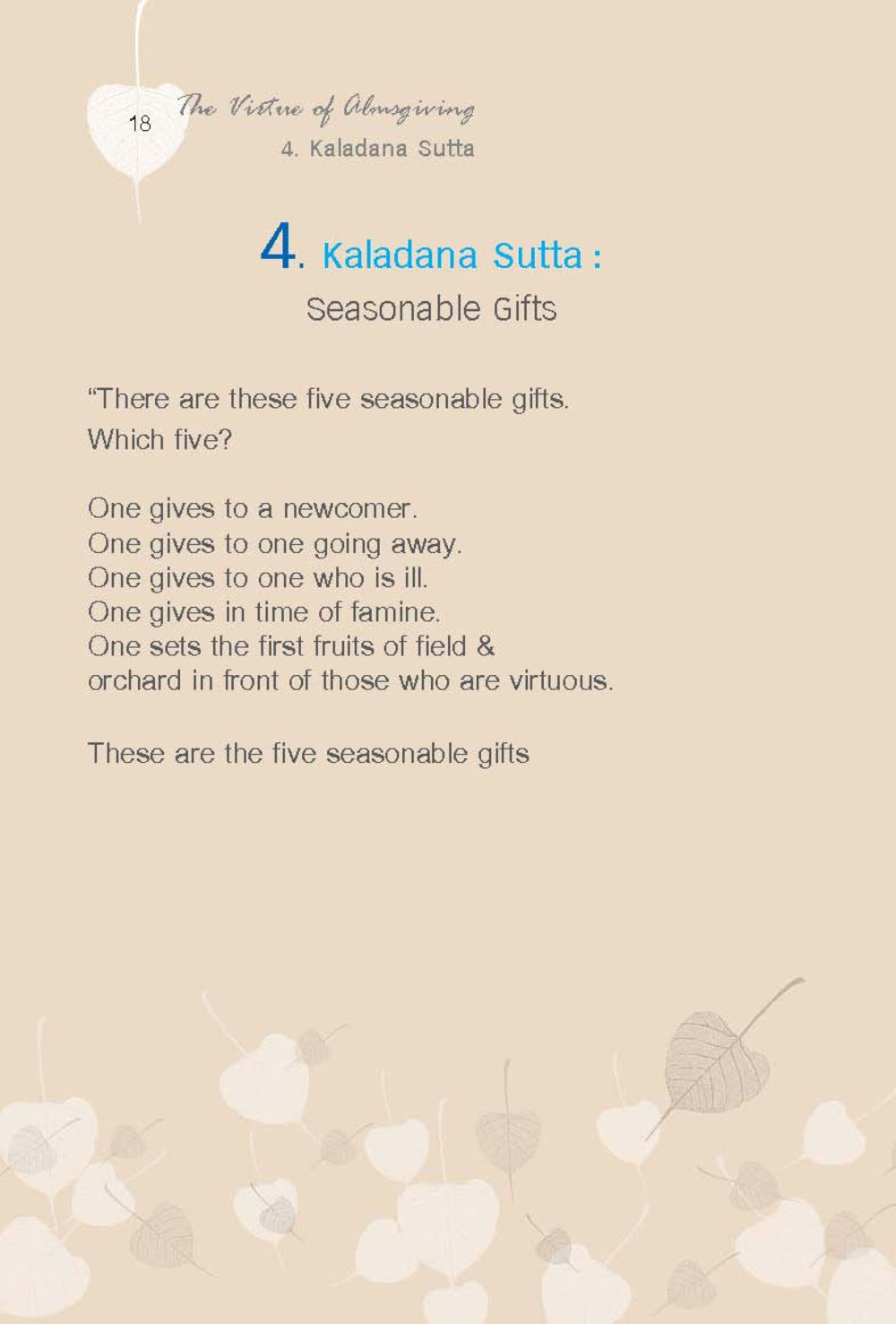 Kaladana Sutta: Seasonable Gifts ทานบารมี  สูตรลัดแห่งความสุข หน้า 18