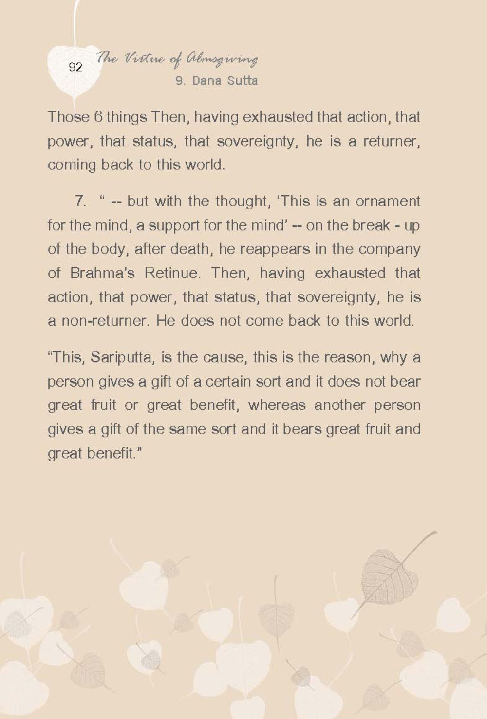 The Victory of Abandoning: Insights from the Dana Sutta ทานบารมี  สูตรลัดแห่งความสุข หน้า 92