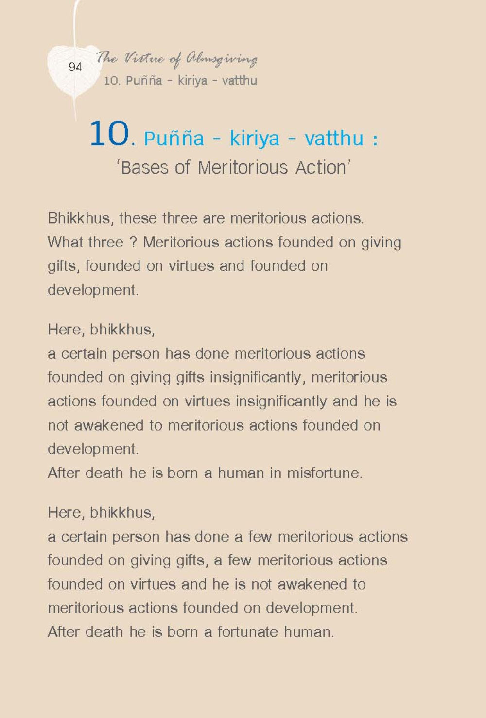 The Voice of Abstaining: Bases of Meritorious Action ทานบารมี  สูตรลัดแห่งความสุข หน้า 94
