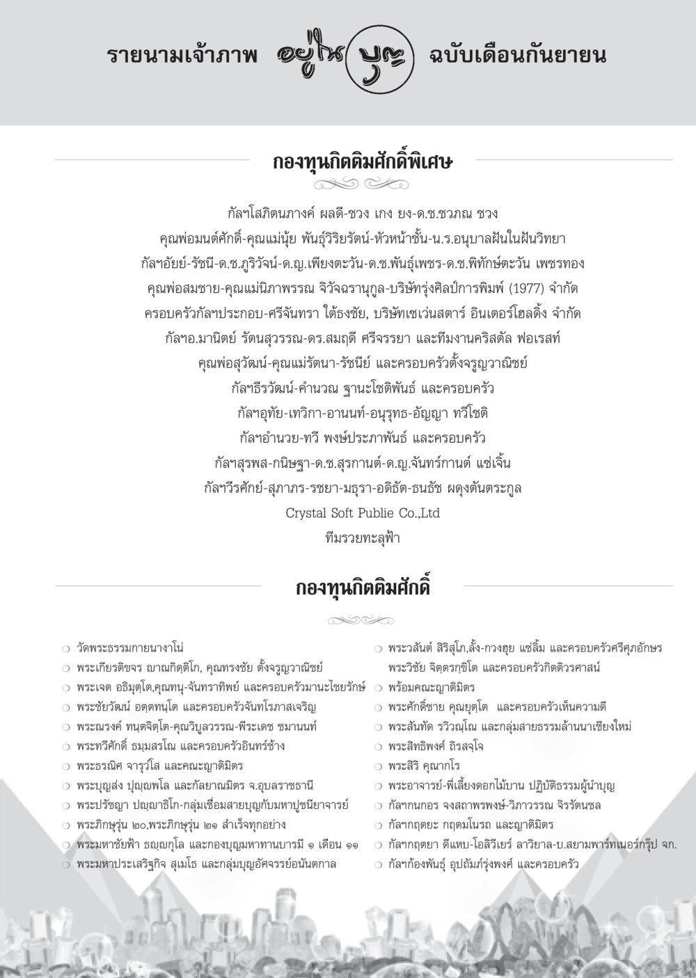 รายนามเจ้าภาพ เดือนกันยายน วารสารอยู่ในบุญ ประจำเดือน กันยายน พ.ศ.2552 หน้า 121