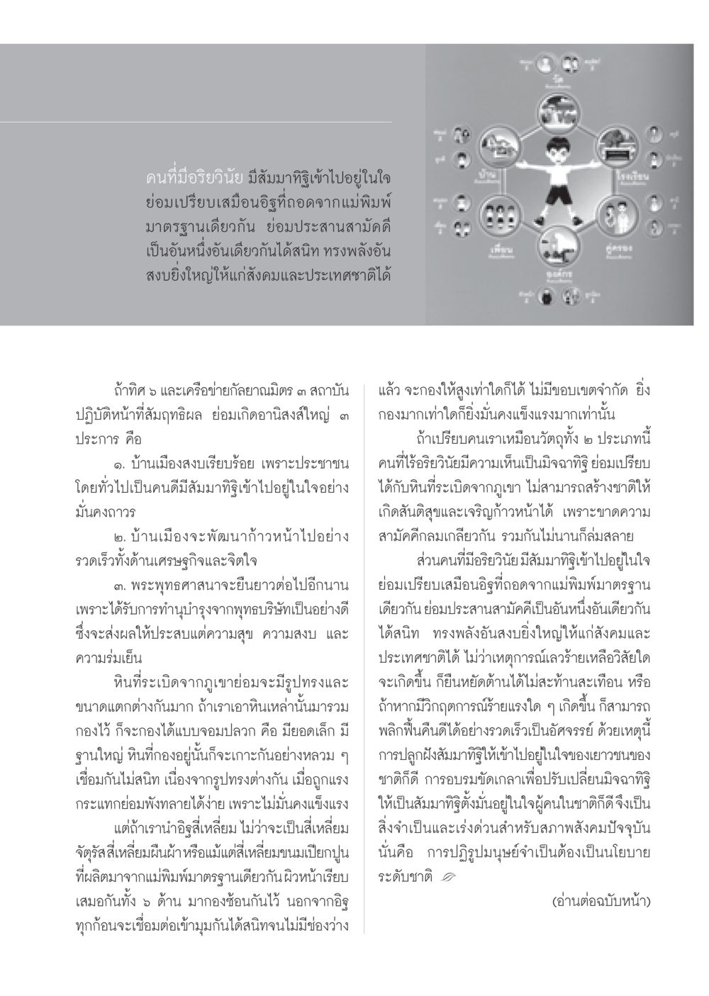 อริยวินัยและสัมมาทิฐิในสังคม วารสารอยู่ในบุญ ประจำเดือน กันยายน พ.ศ.2552 หน้า 55