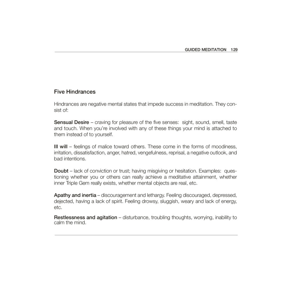 Understanding the Five Hindrances in Meditation Luang Por Dhammajayo, BEYOND WISDOM หน้า 133