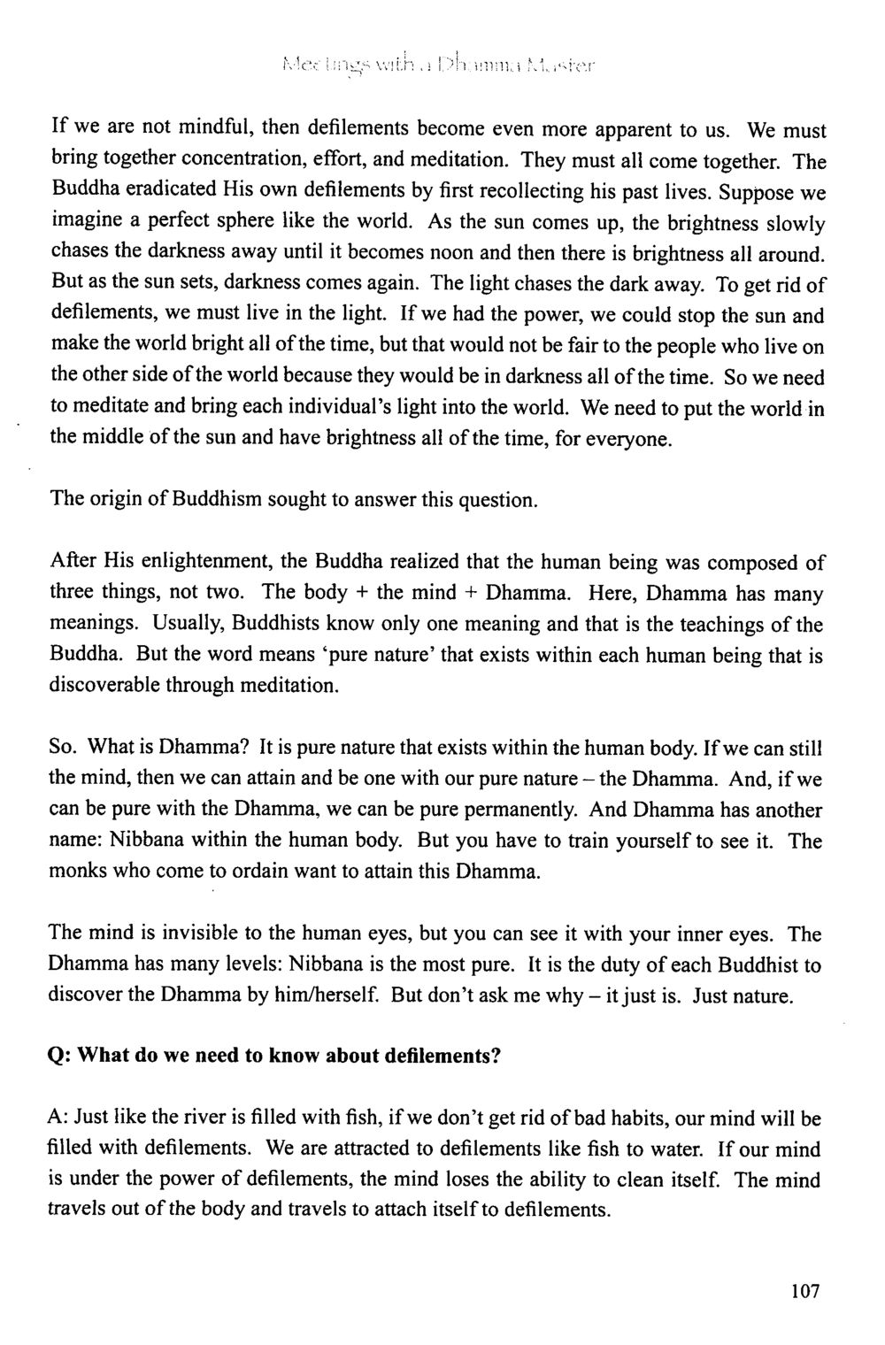 Understanding Defilements and Dhamma in Buddhism The Meeting with a Dhamma Master หน้า 108